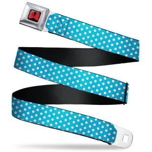 Minnie Mouse Bow Full Color Black/Red Seatbelt Belt - Minnie Mouse Dots Blue/Black/White Webbing