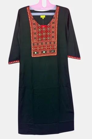 Mythri Office Wear V Neck Cotton Women's Kurthi with Short Sleeves  - Green - KU01