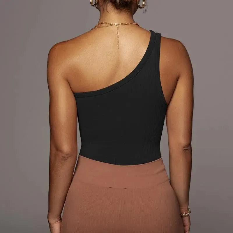 One Shoulder Ribbed Top
