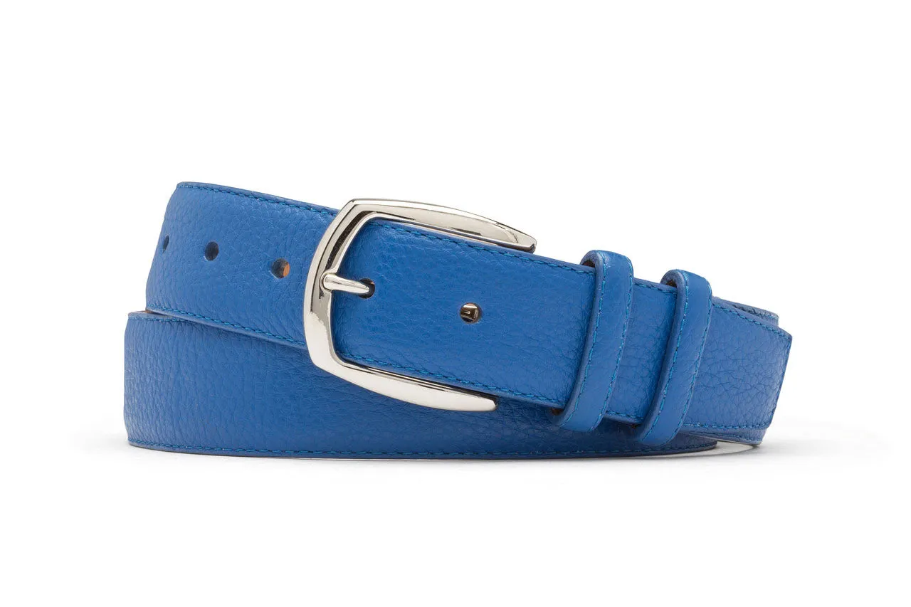 Pebbled Calf Belt with Nickel Buckle