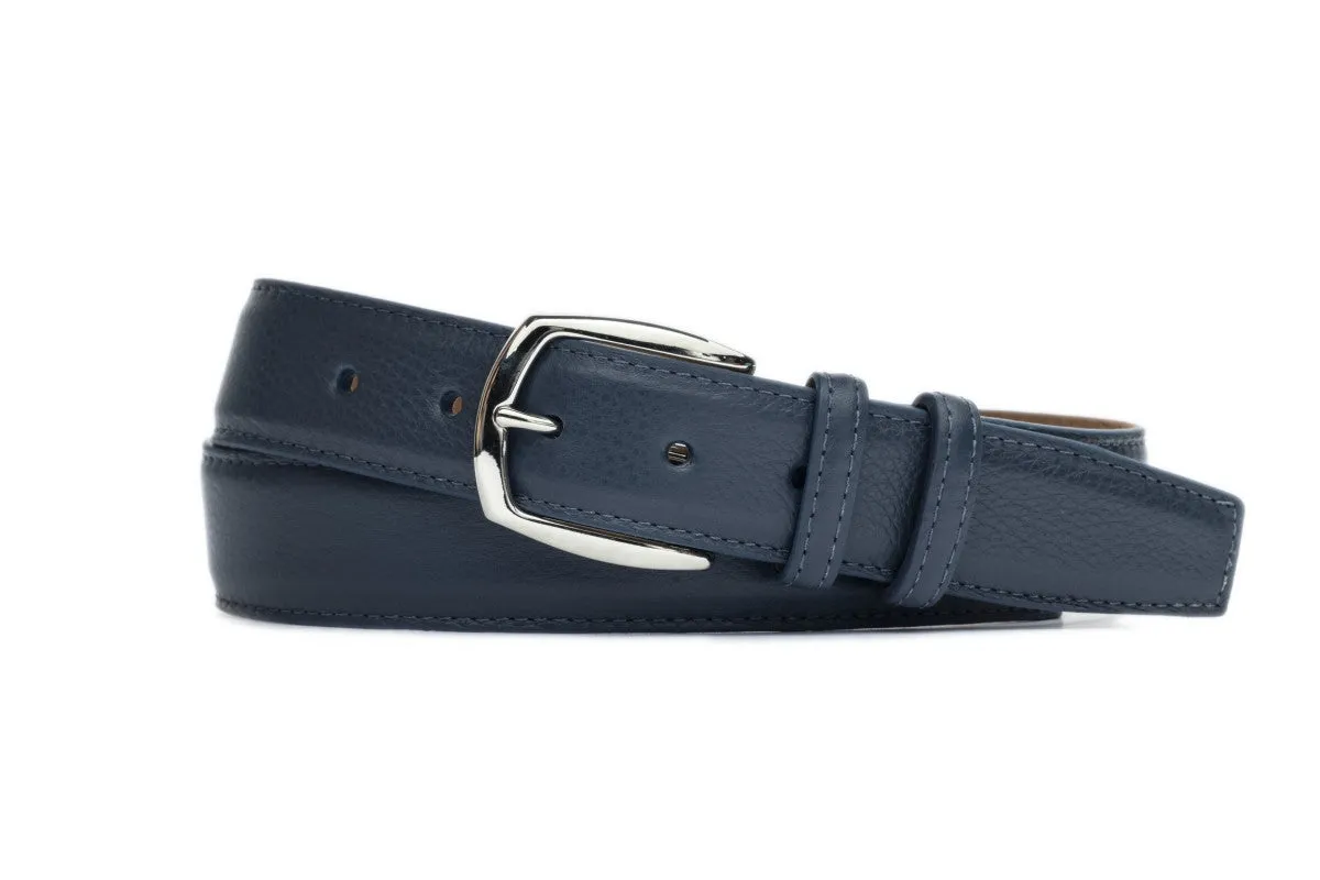 Pebbled Calf Belt with Nickel Buckle