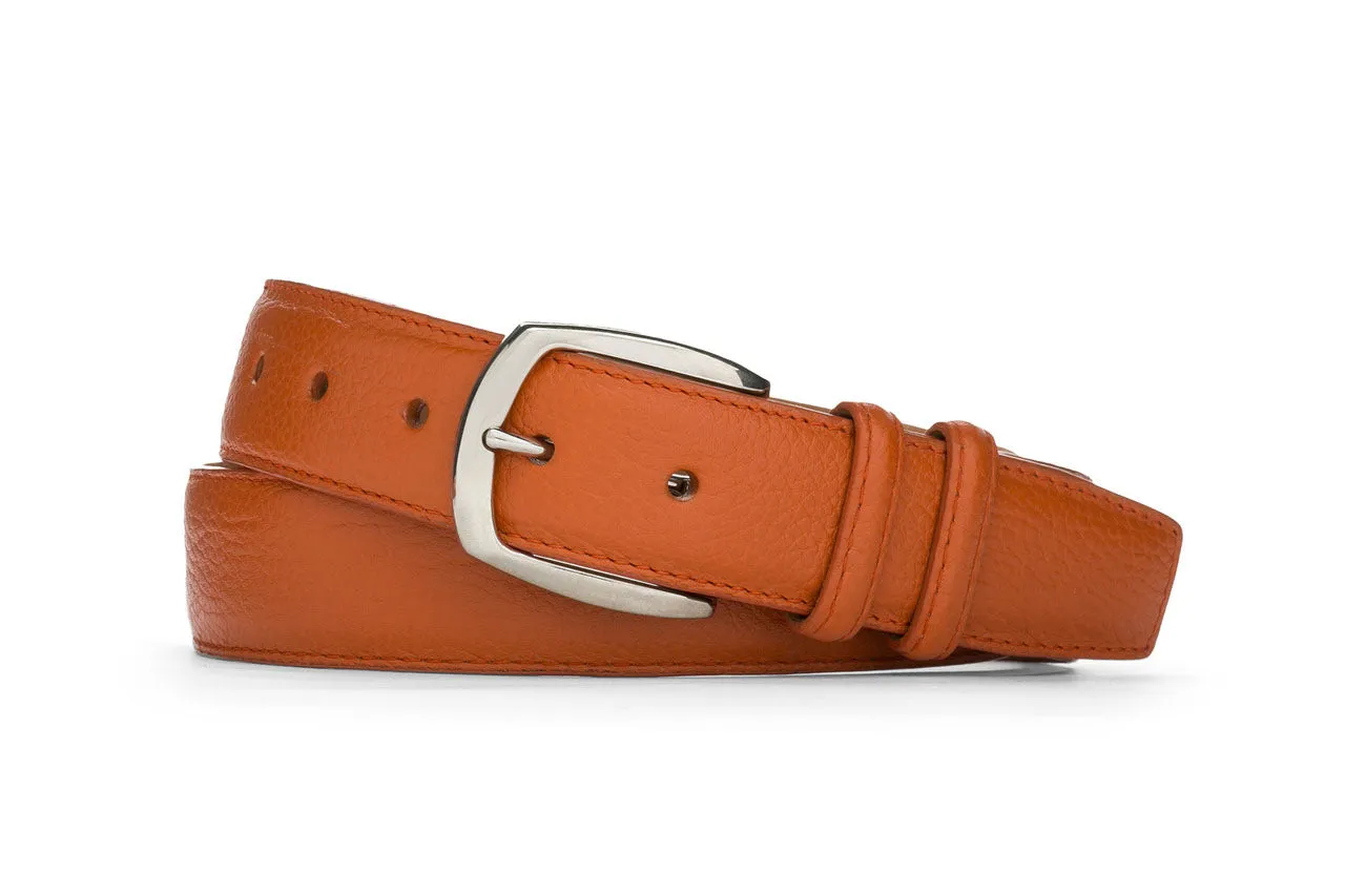 Pebbled Calf Belt with Nickel Buckle