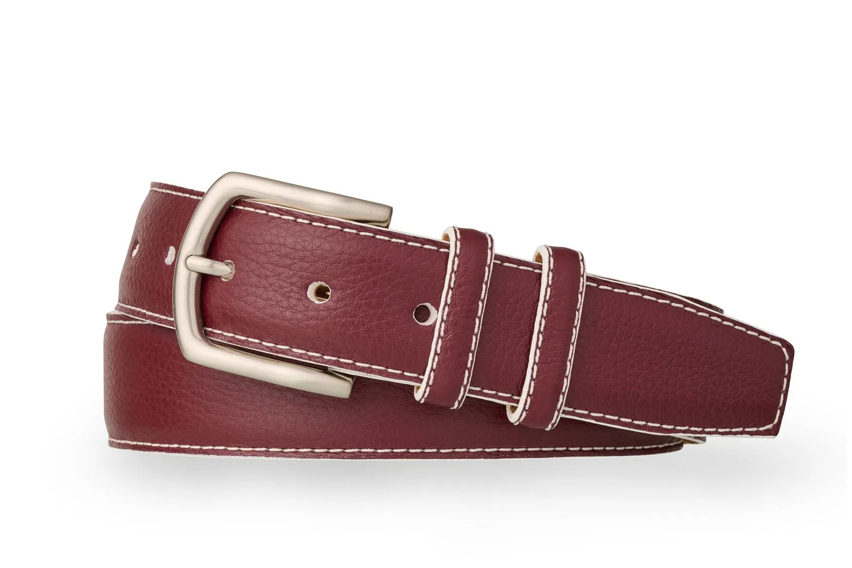 Pebbled Calf Belt with Nickel Buckle