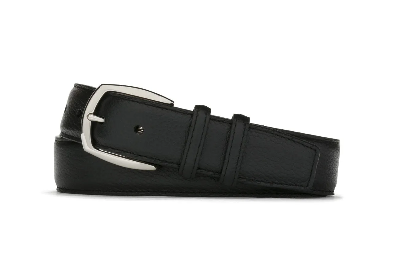 Pebbled Calf Belt with Nickel Buckle