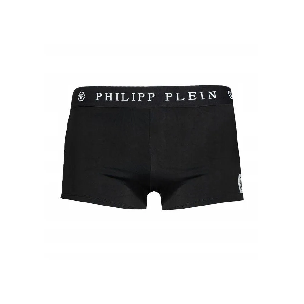 Philipp Plein Black Polyamide Men Swimwear