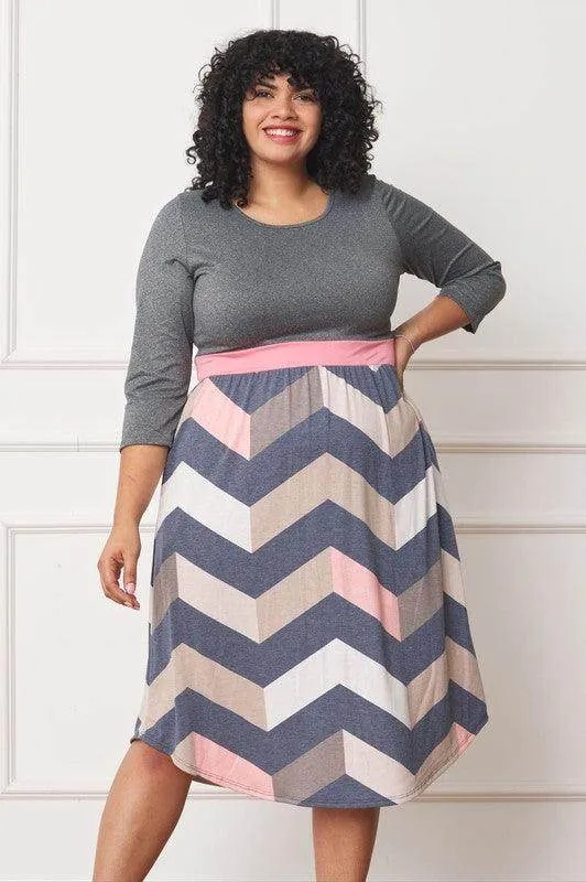 Plus Curved Hem Band Midi Dress