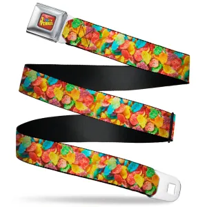 POST FRUITY PEBBLES Logo Full Color Red/Multi Color Seatbelt Belt - Fruity Pebbles Vivid Cereal CLOSE-UP Multi Color Webbing