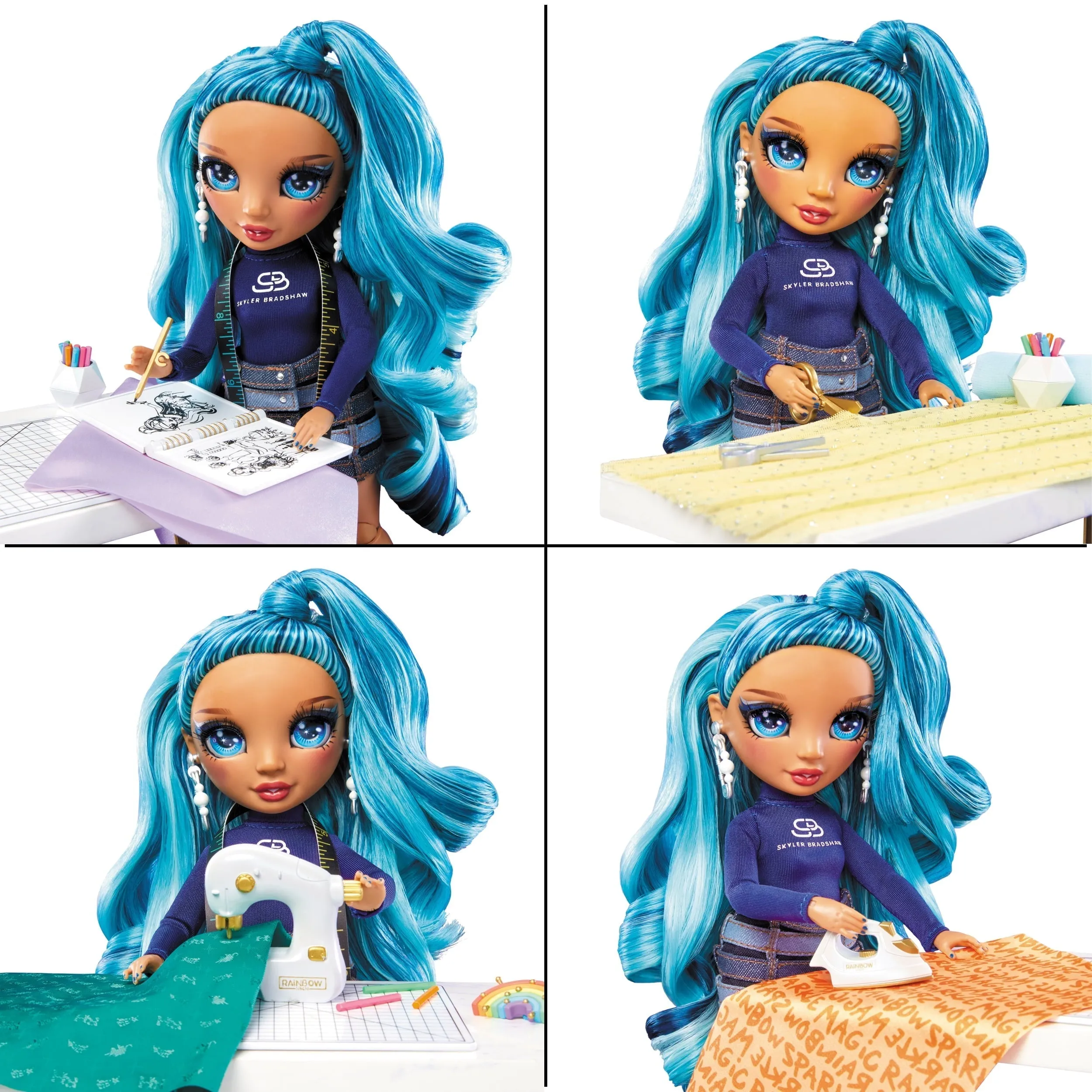 Rainbow High Dream & Design Fashion Studio, Designer Playset with Blue Skyler Doll, Easy No Sew Fashion Kit Kids Toy Gift 4-12