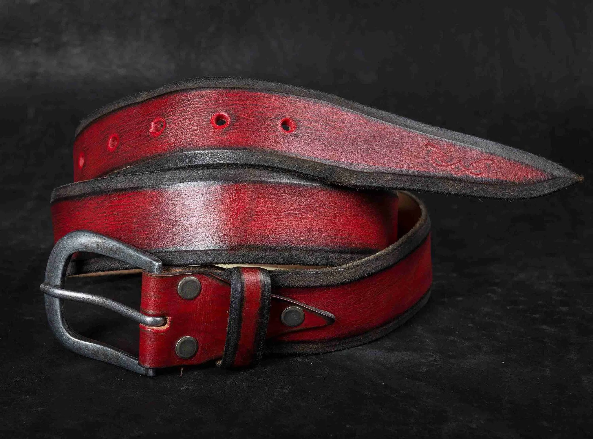 Red Leather Belt Vintage Style Unisex Mens Accessories for Father