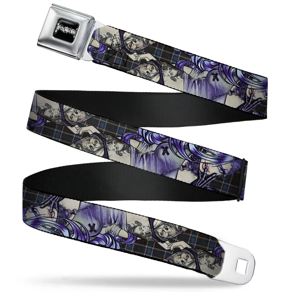 SEXY INK GIRLS Full Color Black White Seatbelt Belt - Sweet Lovely Death Webbing