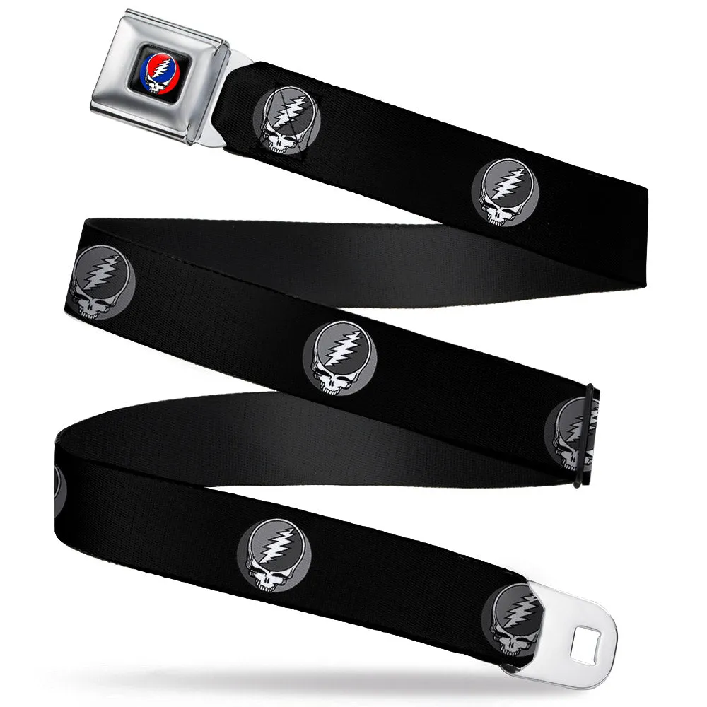 Steal Your Face Seatbelt Belt - Steal Your Face Repeat Black/Gray Webbing