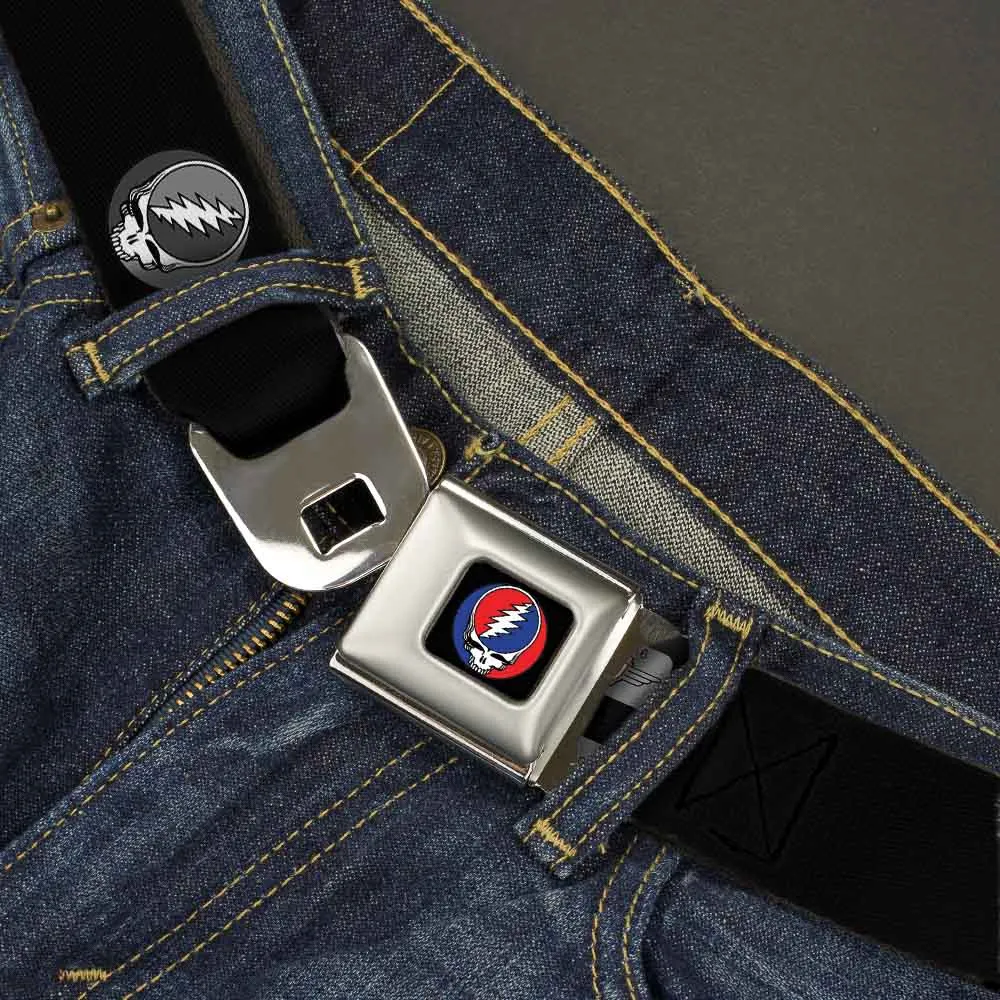 Steal Your Face Seatbelt Belt - Steal Your Face Repeat Black/Gray Webbing