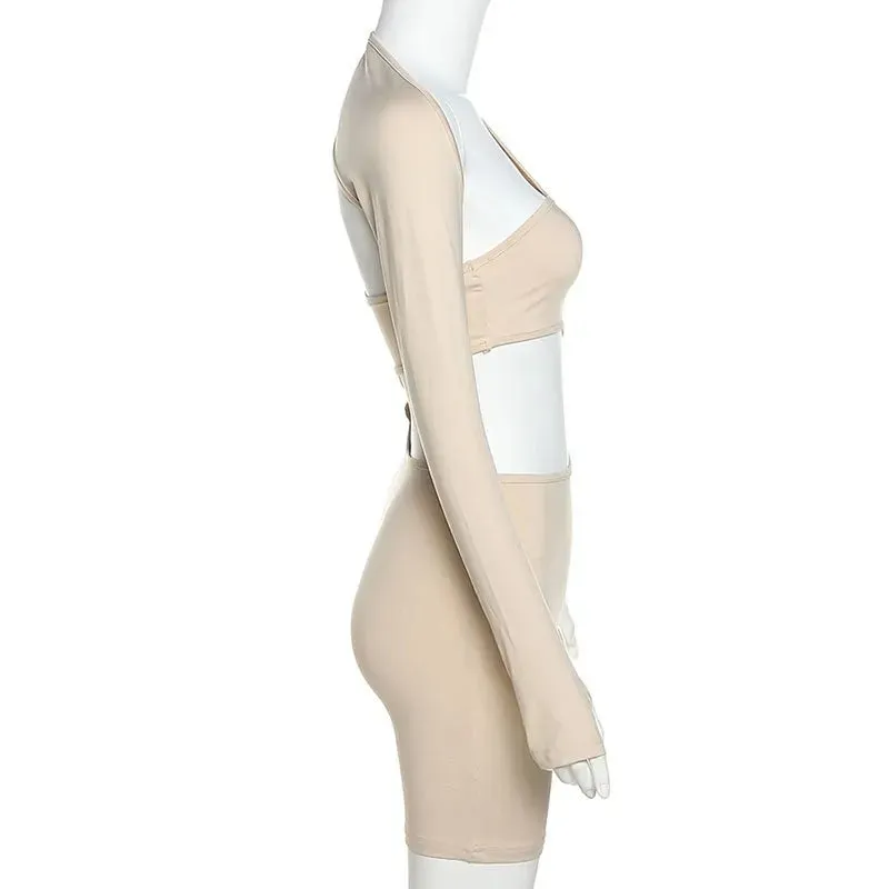 Summer Women's Sexy Long Sleeve Hollow Out Jumpsuit - Knee Length England Style Playsuit for Effortless Chic