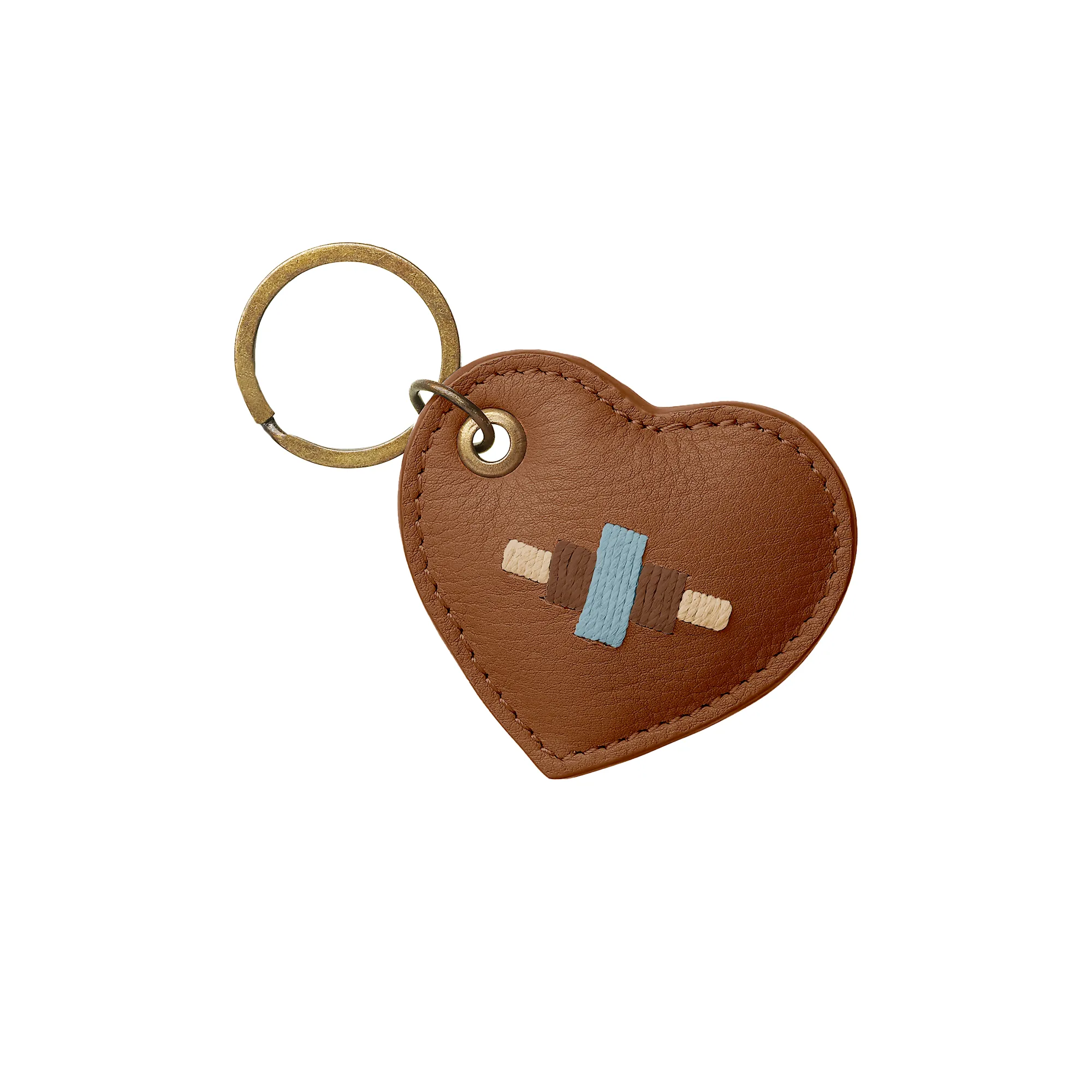 'Vida' Heart Keyring - Tan Leather