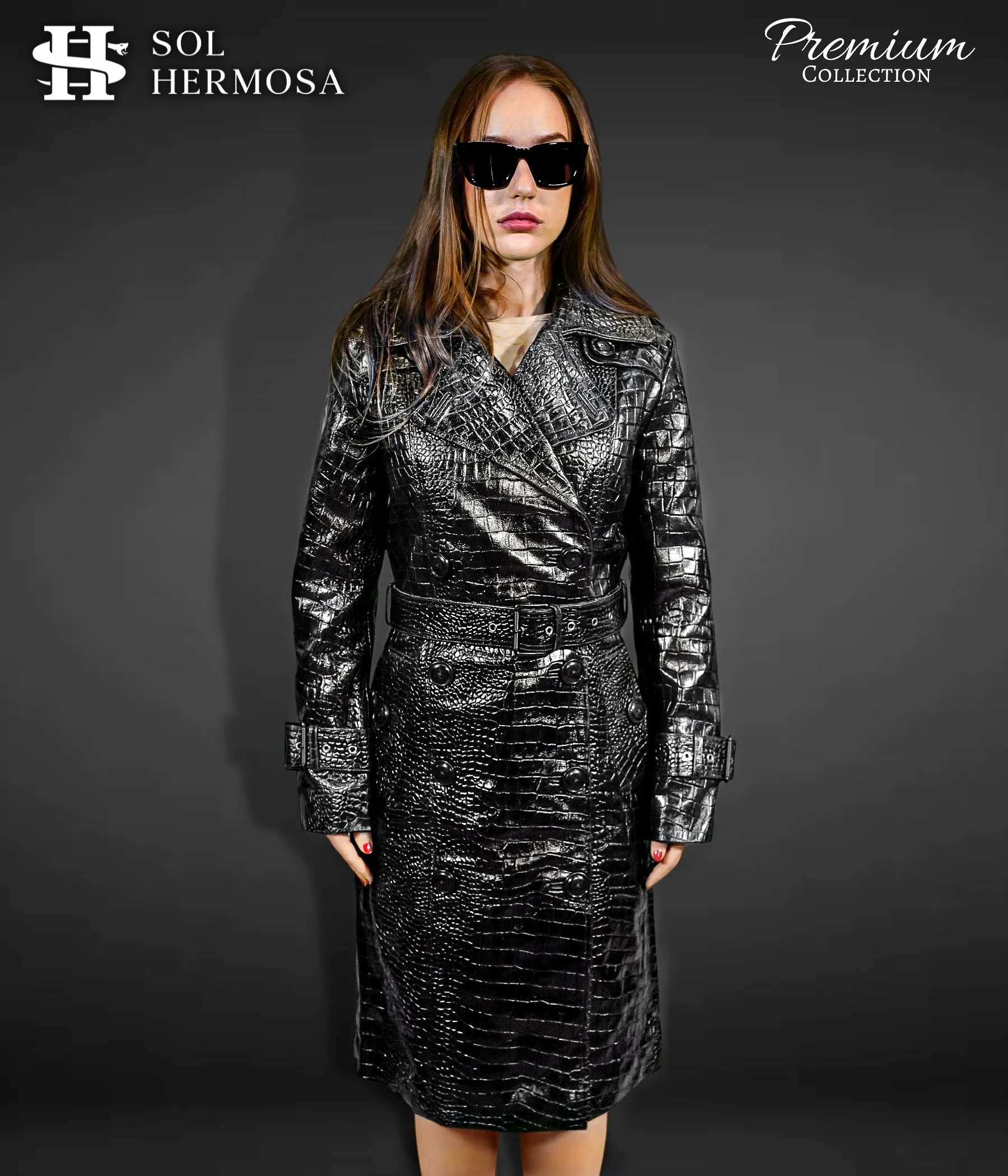 Women's Leather Trench Coat - Artemis