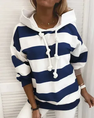 Women's Modern Casual Stripes Hoodie | Ideal for Autumn/Winter
