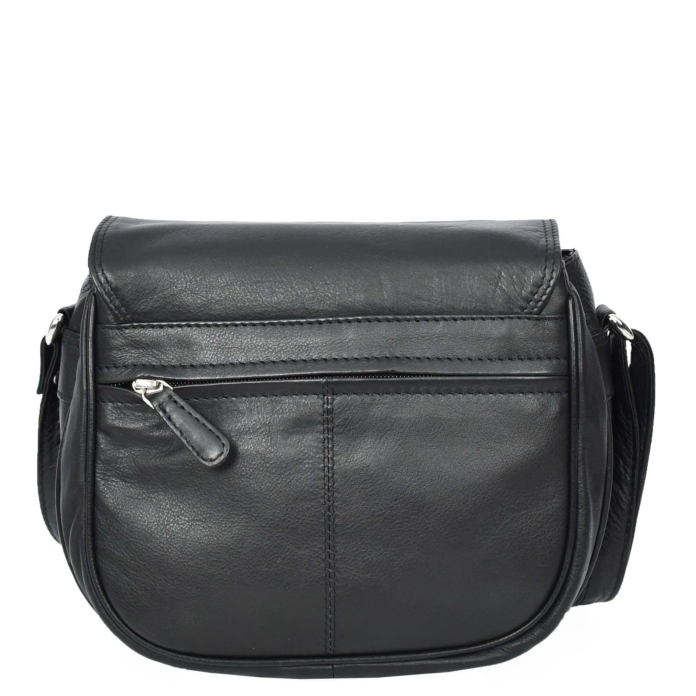 Womens Real Leather Small Crossbody Bag Classic Organiser Multi Pockets Kiera Black