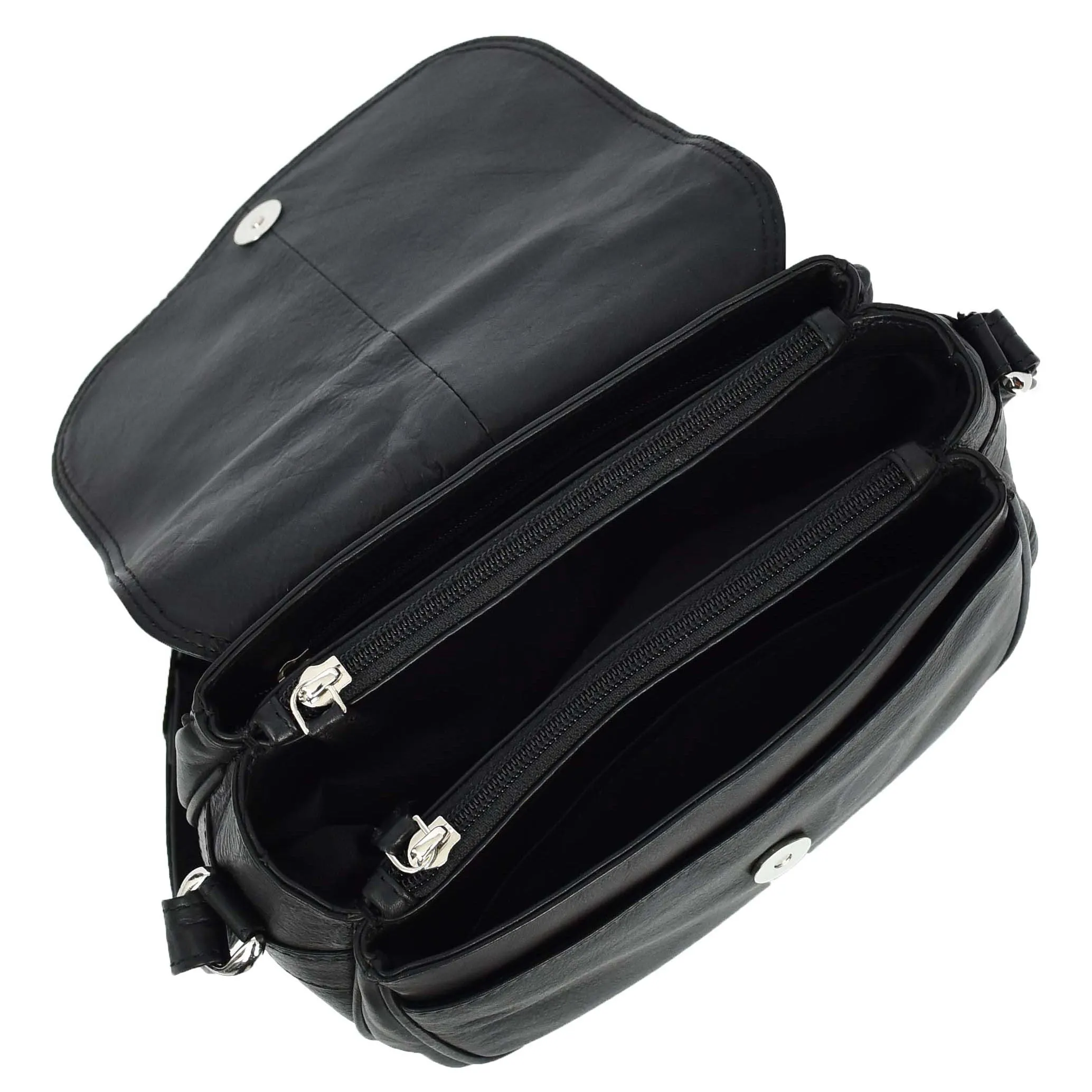 Womens Real Leather Small Crossbody Bag Classic Organiser Multi Pockets Kiera Black