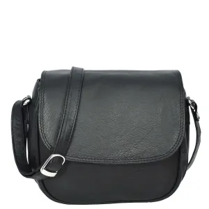 Womens Real Leather Small Crossbody Bag Classic Organiser Multi Pockets Kiera Black