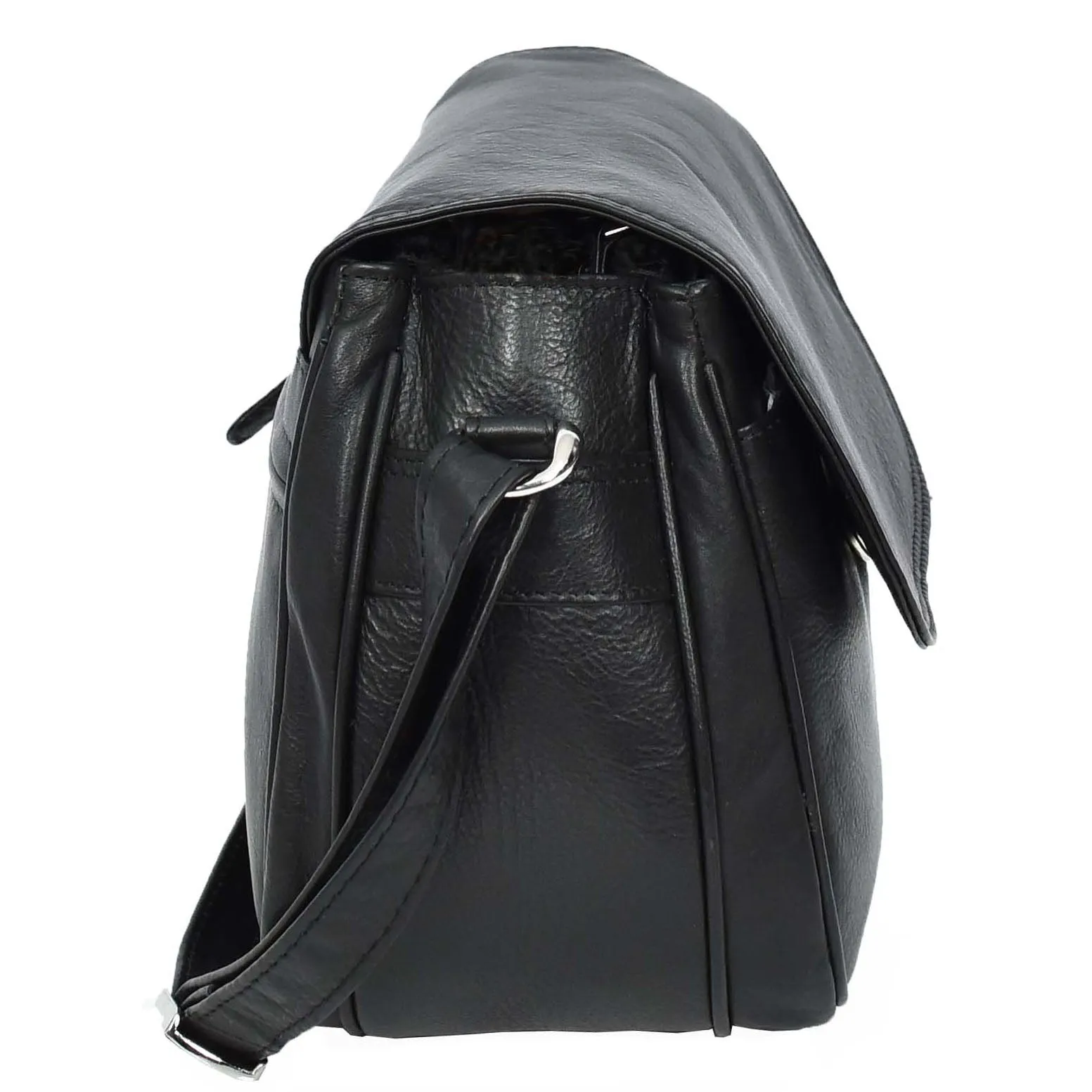 Womens Real Leather Small Crossbody Bag Classic Organiser Multi Pockets Kiera Black