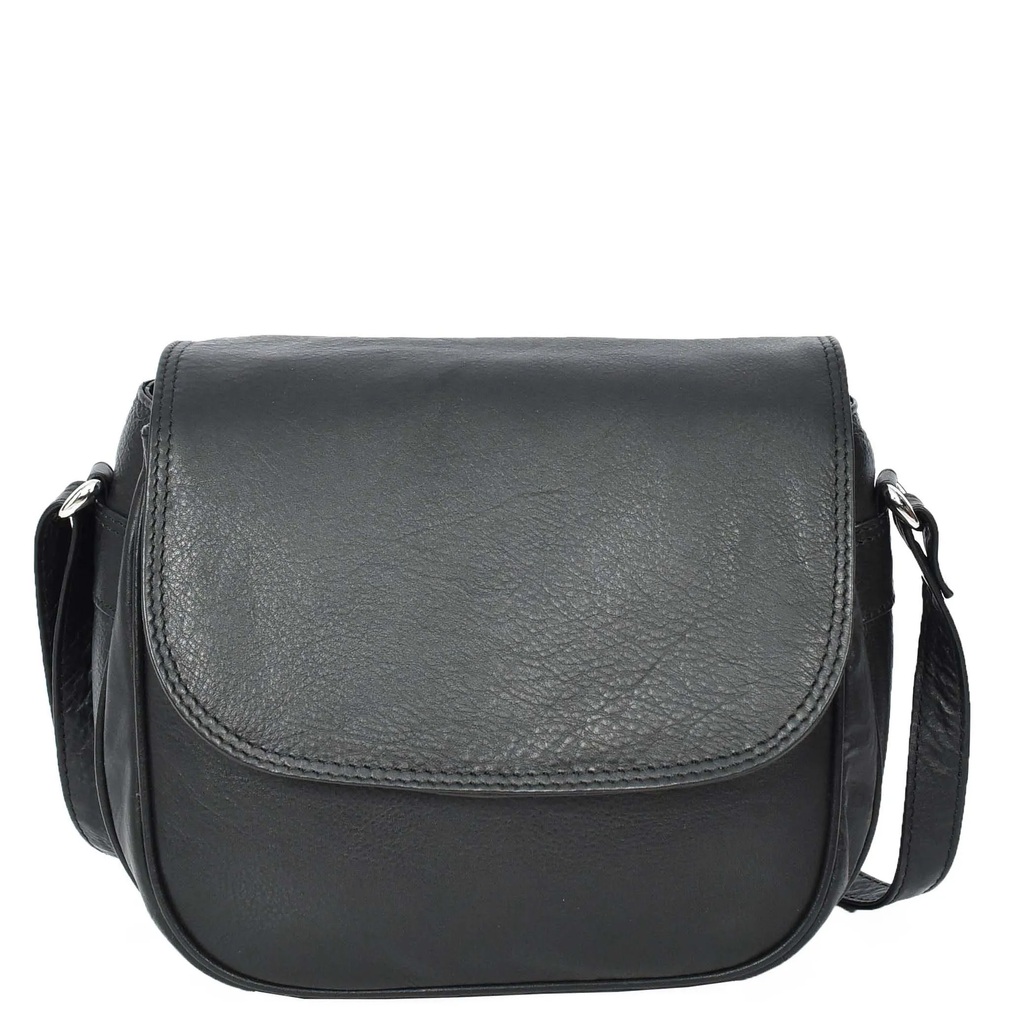 Womens Real Leather Small Crossbody Bag Classic Organiser Multi Pockets Kiera Black