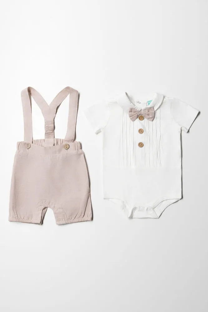 Woven Occassion Dungaree Boy Natural